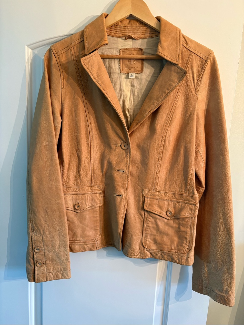 Banana Republic Women's Leather Blazer Jacket - Tan